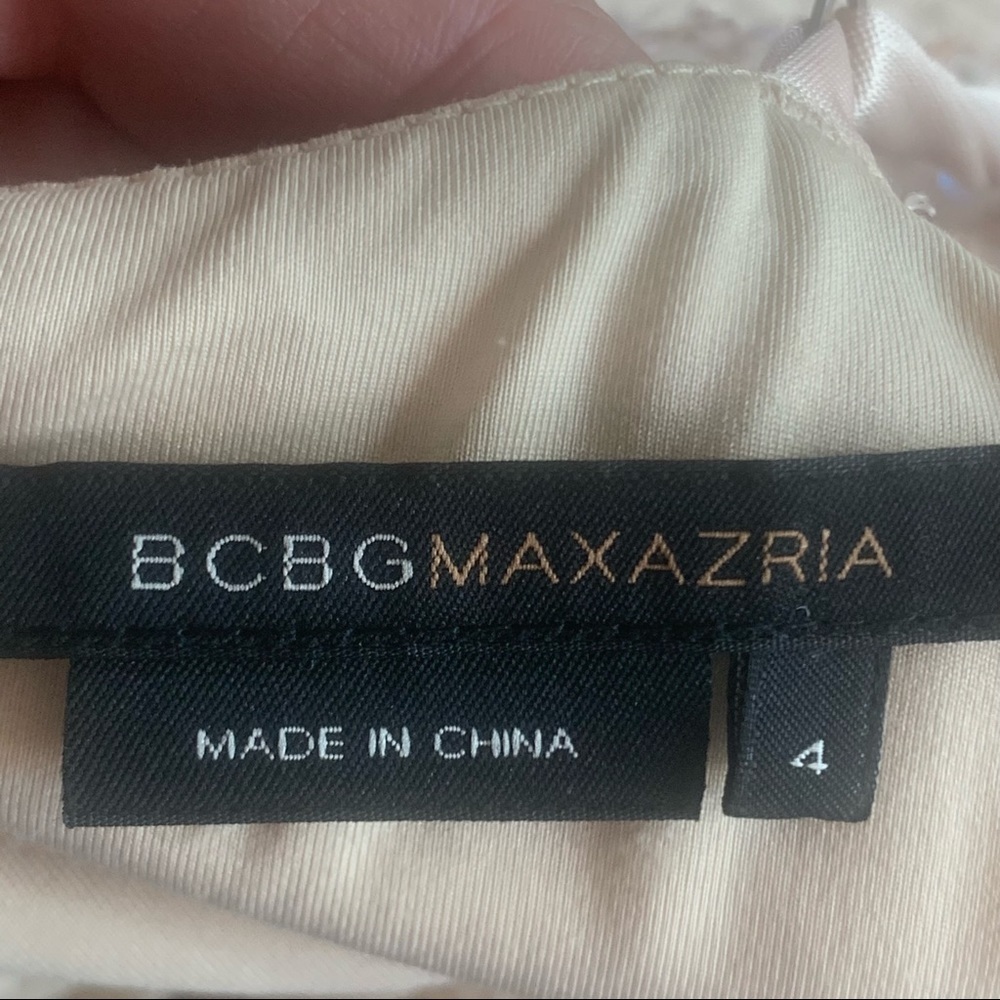 BCBGMAXAZRIA Sequin Embellished Nude Blush Sleeveless Midi Dress - Picture 3 of 16